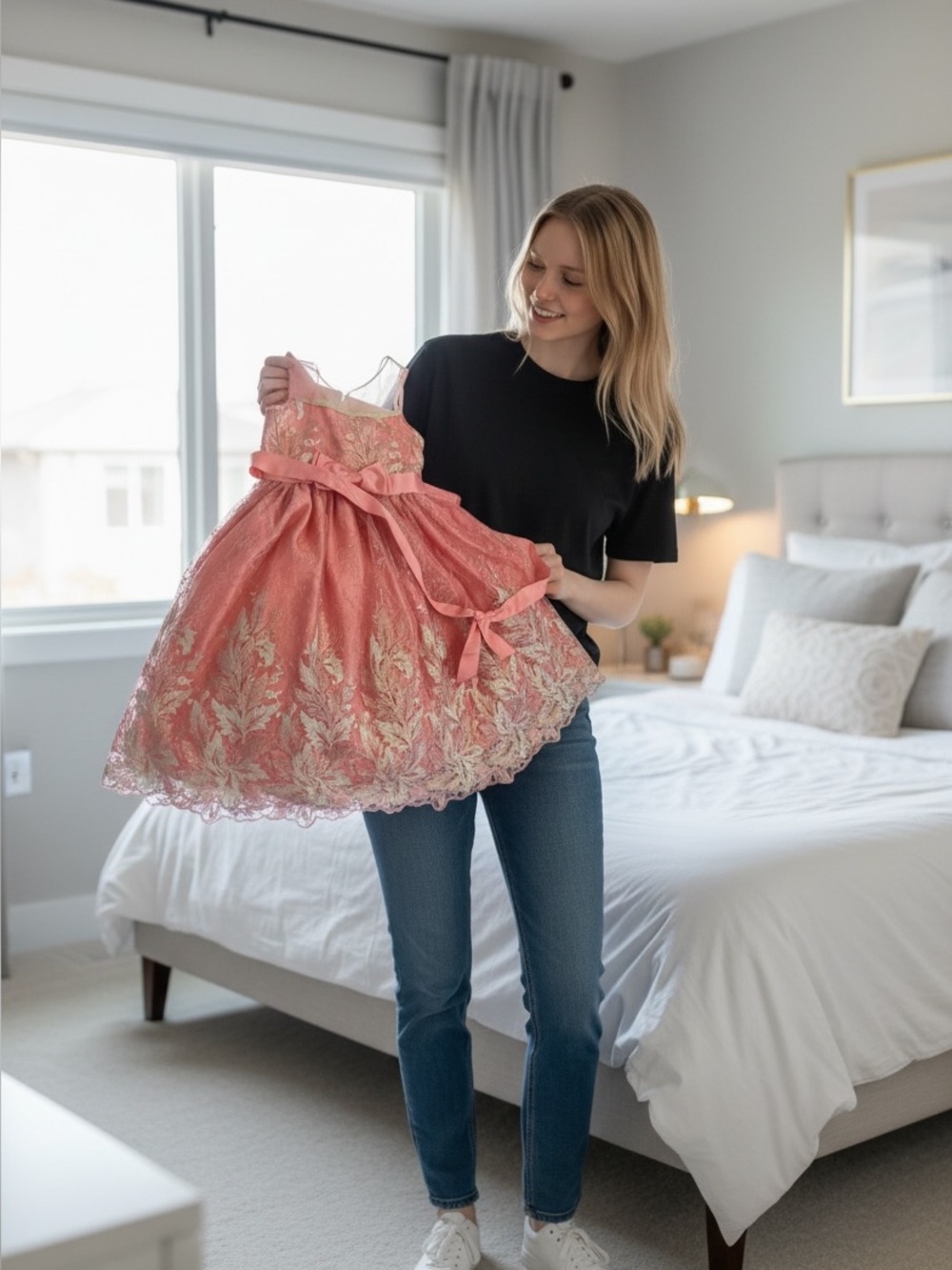 Cinderella Metallic Gold Leaf Brocade Pink Party Dress